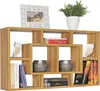 A wooden wall shelf filled with decorative items. Anteprima dell’immagine prodotto