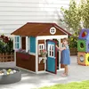 Outsunny Kinderspielhaus aus Holz mit Fenster Blumenregal Produktbild-Vorschau 2