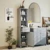 COSTWAY Badkamerkast, smal, hoge kast met 3 planken, lade, Productafbeelding-voorbeeld 8