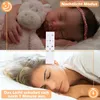 A split image showing a sleeping baby with a remote control and a sleeping woman. Produktbild-Vorschau