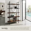 A modern shelving unit displayed in a room with a view of a swimming pool. Náhled obrázku produktu