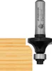 A router bit and a sample of wood with a rounded edge. Produktbild-Vorschau