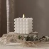 Candela Bubble Dot, cera vera, bianca, luce LED bianco Anteprima dell’immagine prodotto 2