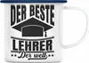 Trendation - Der Beste Lehrer Der Welt Emaille Tasse Produktbild-Vorschau 1