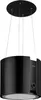 A black, cylindrical hanging range hood is shown against a white background. Produktbild-Vorschau