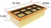 A product shot of an air filter with dimensions indicated by text and lines. Produktbild-Vorschau