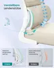 Close-up illustration of a chair's lumbar support system with accompanying diagrams. Produktbild-Vorschau