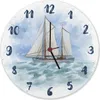 Segelschiff Wasserfarbenoptik Wanduhr aus Alu Produktbild-Vorschau 1