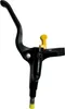 A black bicycle brake lever with yellow accents against a white background. Produktbild-Vorschau