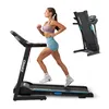 A woman is running on a treadmill, with a second treadmill shown folded in the background. Podgląd zdjęcia produktu