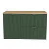 A product shot of a green cabinet with a wooden top. Podgląd zdjęcia produktu