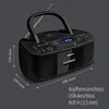 A black MEDION stereoradio with dimensions indicated by measurement lines and text. Produktbild-Vorschau