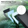A diagram illustrating the multi-layer coating of a product, with a magnified view of water droplets on a surface. Produktbild-Vorschau