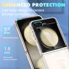 A close-up marketing image of a clear phone case, highlighting its protective features with text overlays. Náhled obrázku produktu