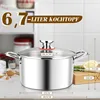 Joyfair 3-Lagiger Edelstahl Nudeltopf 26cm mit Glasdeckel Produktbild-Vorschau 2