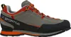 Boulder X Zustiegsschuh von La Sportiva in Grau mit orangefarbenen Akzenten und schwarzer Sohle. Produktbild-Vorschau