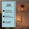 Stropná lampa, 30 cm, E27, bambus/kov, prírodná/čierna Náhľad obrázku produktu 4