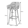 A diagram of a bar stool with dimensions indicated by text and lines. Podgląd zdjęcia produktu