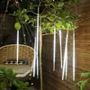 Outdoor garden scene at night with decorative lights hanging from a tree. Náhľad obrázku produktu