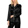 Satin Schlafanzug Damen, zweiteiliges Pyjama Damen Lange Produktbild-Vorschau 2