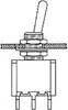 A technical drawing of a toggle switch mounted on a panel. Voir les images du produit