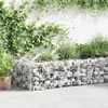 A gabion wall filled with stones, with plants growing around and on top of it, set against a white wall. Produktbild-Vorschau