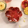 HOMLA Taca dekoracyjna EDME ceramicza czerwona 13x11,5x3 cm Podgląd zdjęcia produktu 4