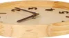 A close-up view of a wooden wall clock. Produktbild-Vorschau