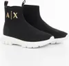 A pair of black Armani Exchange sneakers with white soles and gold logos. Produktbild-Vorschau