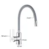 A kitchen faucet with dimensions indicated by measurement lines and text. Produktbild-Vorschau