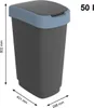 A 3D render of a gray trash can with a blue lid, showing dimensions. Náhľad obrázku produktu