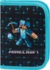 A Minecraft-themed pencil case with a character and logo.