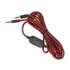 A red and black braided audio cable with two 3.5mm jack connectors and an inline microphone/volume control. Podgląd zdjęcia produktu