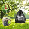 A solar shower bag hanging from a tree branch, with close-up insets showing the shower head and a person showering. Podgląd zdjęcia produktu