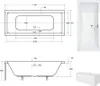 Badewanne QUADRO 175x80 mit Füßen , mit Siphon (mit Produktbild-Vorschau 7