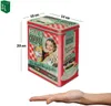 A retro-style coffee tin with dimensions indicated, placed on a white background with a hand for scale. Voir les images du produit