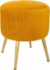 A mustard yellow velvet stool with pleated texture and gold legs, presented against a white background. Produktbild-Vorschau
