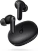 A pair of black wireless earbuds and their charging case are displayed against a white background. Podgląd zdjęcia produktu