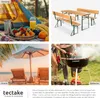 Collage of four images showing camping, a picnic table, a beach scene, and a barbecue. Produktbild-Vorschau