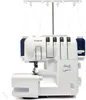 A white Brother Overlockmaschine 2104D sewing machine with blue thread spools on a white background. Náhled obrázku produktu
