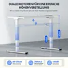 A diagram illustrating the height adjustment range of a standing desk. Produktbild-Vorschau