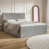 MOTIVENA Nero Chesterfield Boxspringbett 180x200 Grau Samt Produktbild-Vorschau 1
