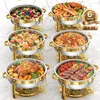 WARMOUNTS Chafing Dish Set 6er Gold 6QT Edelstahl Buffet Produktbild-Vorschau 1