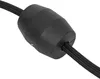 A close-up shot of a black ferrite bead on a braided cable. Náhled obrázku produktu