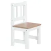 A white and wood-colored children's chair is shown against a white background. Produktbild-Vorschau
