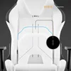 A close-up view of a white gaming chair with diagrams and text indicating features. Anteprima dell’immagine prodotto