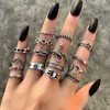 RETRO PUNK VINTAGE 16 ks CASUAL SADA STRIEBORNÝCH PRSTENOV Náhľad obrázku produktu 5