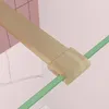 A close-up view of a shower enclosure's corner, showing a wooden support beam and a green glass panel. Produktbild-Vorschau