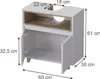 A diagram of a white and wood-tone bathroom vanity with dimensions indicated. Náhled obrázku produktu