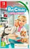 The image shows the Nintendo Switch game case for 'My Universe - Pet Clinic Cats & Dogs'. A cartoon veterinarian is holding a cat and a small dog, with a husky dog in the foreground. The background depicts a clinic setting. Náhled obrázku produktu